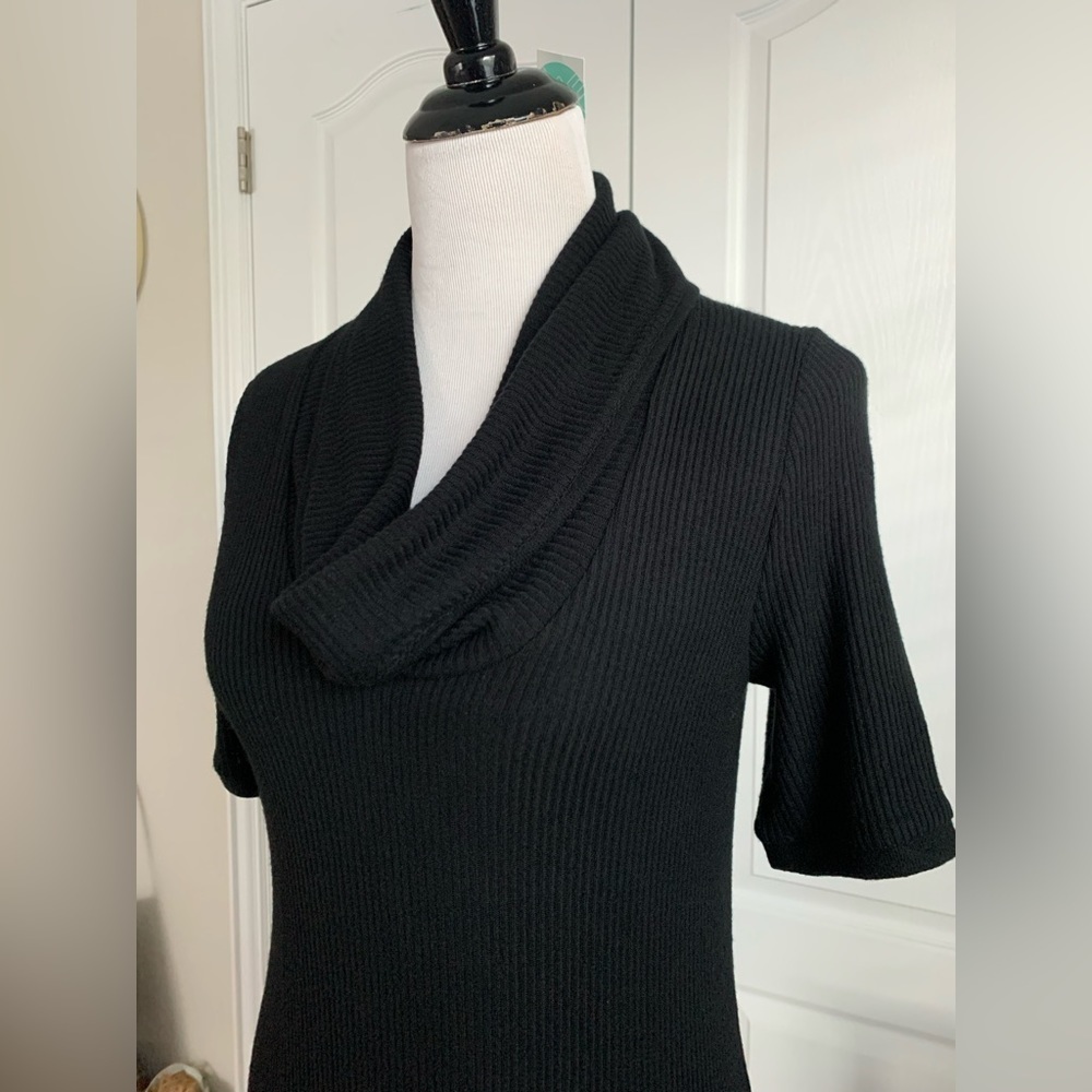 Three Dots Verity Sweater Dress in Black - Size M short sleeve cowl neck dress - Picture 6 of 14